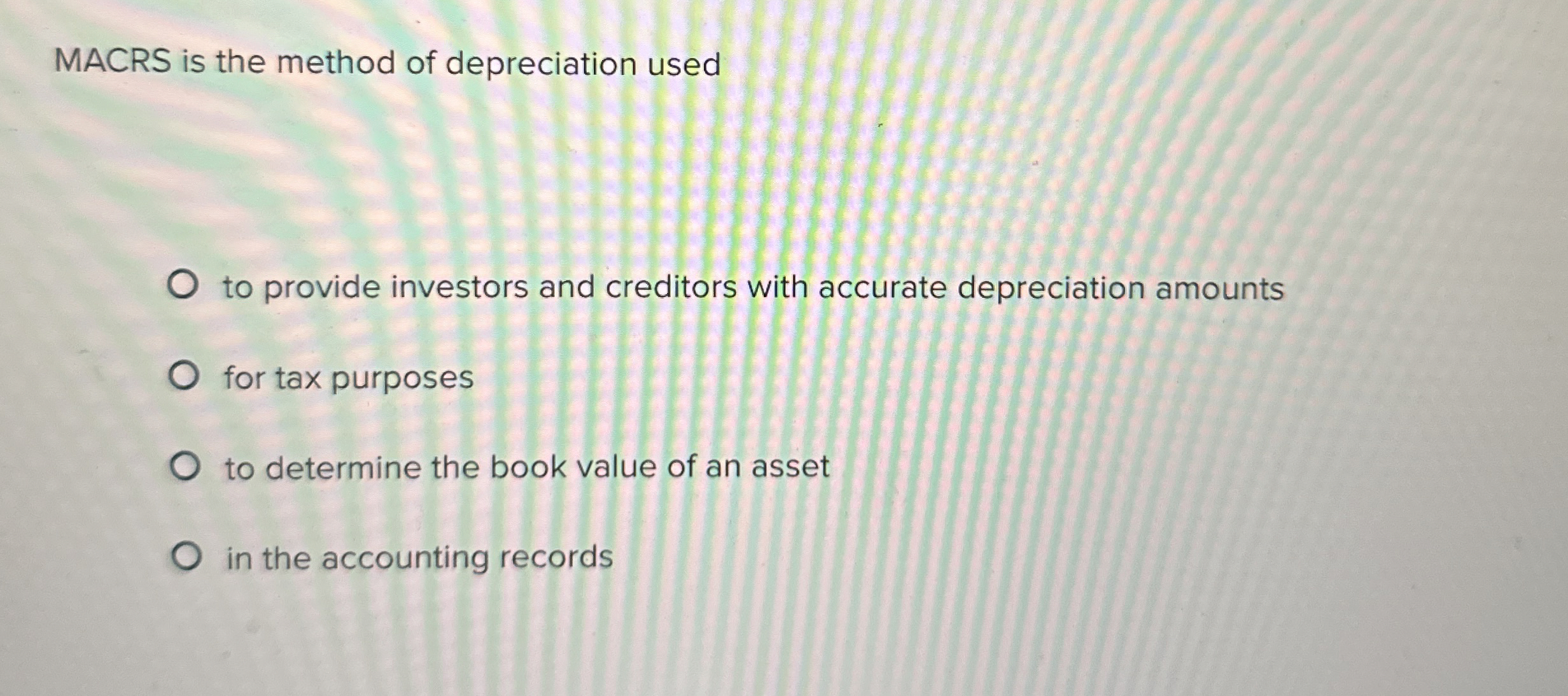 Solved MACRS is the method of depreciation usedto provide | Chegg.com