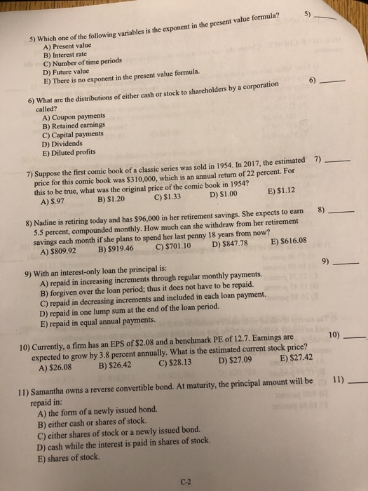 Solved 5) 5) Which one of the following variables is the | Chegg.com