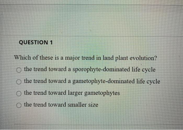 Solved QUESTION 1 Which of these is a major trend in land | Chegg.com
