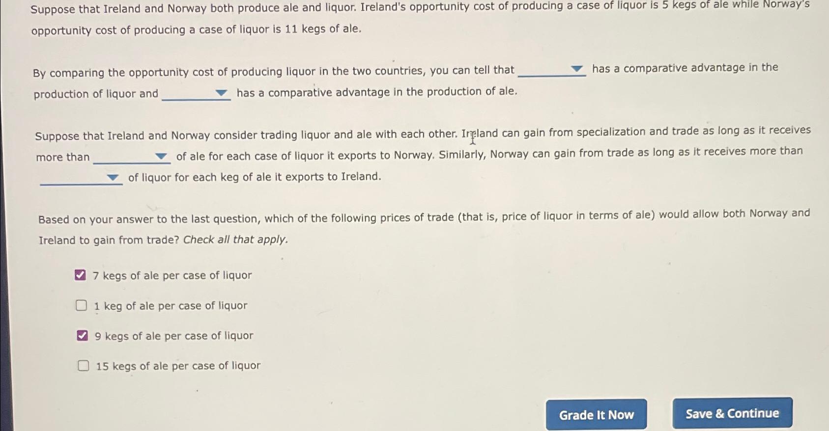 Solved Suppose that Ireland and Norway both produce ale and