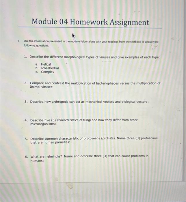 Solved Module 04 Homework Assignment - Use the information | Chegg.com