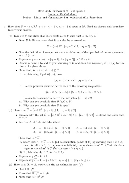 Solved Math 4302 Mathematical Analysis II Lecture 15 | Chegg.com