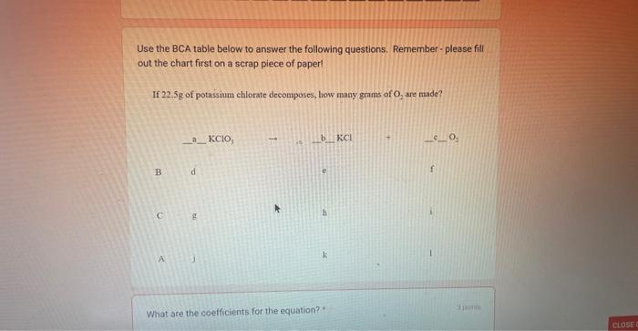 Solved Use the BCA table below to answer the following | Chegg.com