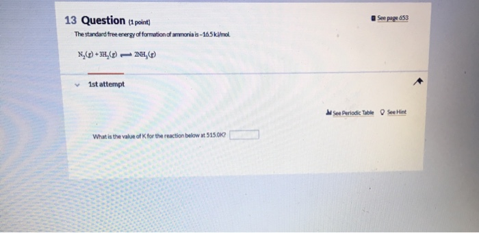 Solved See page 653 13 Question (1 point) The standard free | Chegg.com