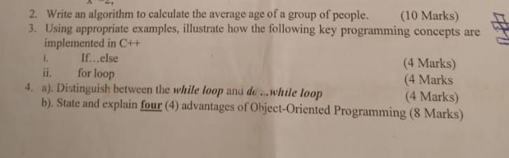 Solved 2. Write an algorithm to calculate the average age of | Chegg.com