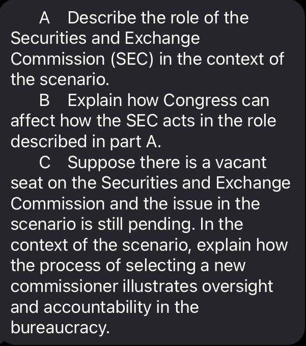 Solved A Describe The Role Of The Securities And Exchange | Chegg.com