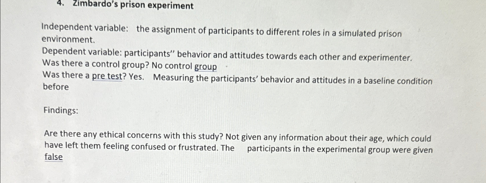Solved Zimbardo's prison experimentIndependent variable: the | Chegg.com