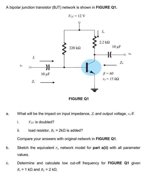 Solved A bipolar junction transistor (BJT) network is shown | Chegg.com