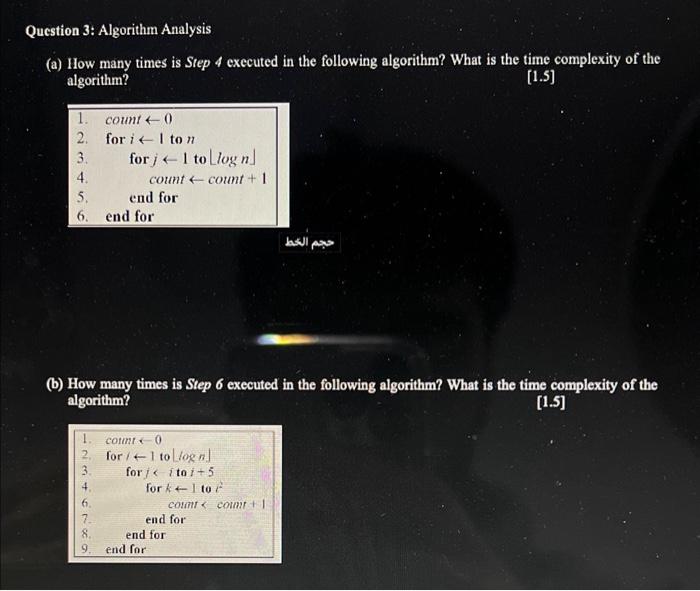 Solved Question 3: Algorithm Analysis (a) How many times is | Chegg.com