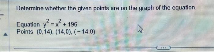 Solved Determine whether the given points are on the graph | Chegg.com