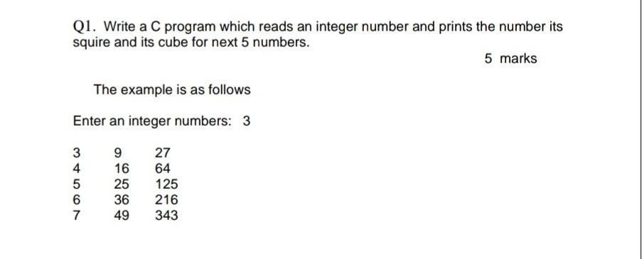Solved Q1. Write a C program which reads an integer number | Chegg.com