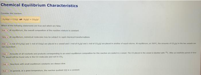 Solved Chemical Equilibrium Characteristics Consider the | Chegg.com