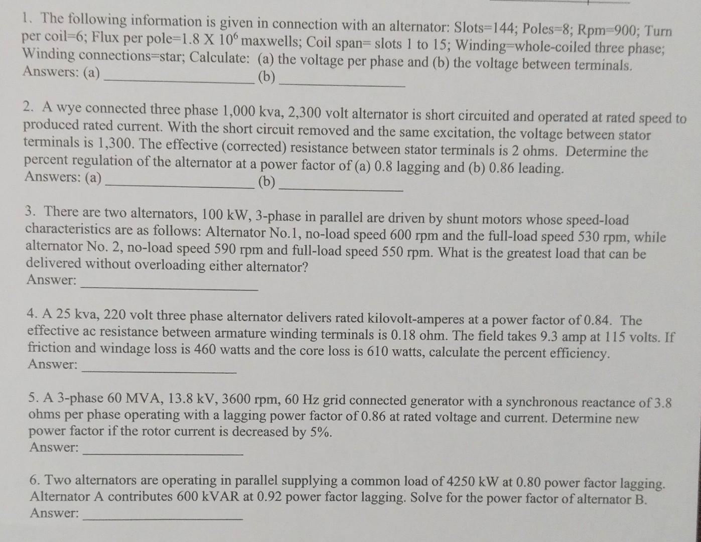 Solved 1. The following information is given in connection | Chegg.com