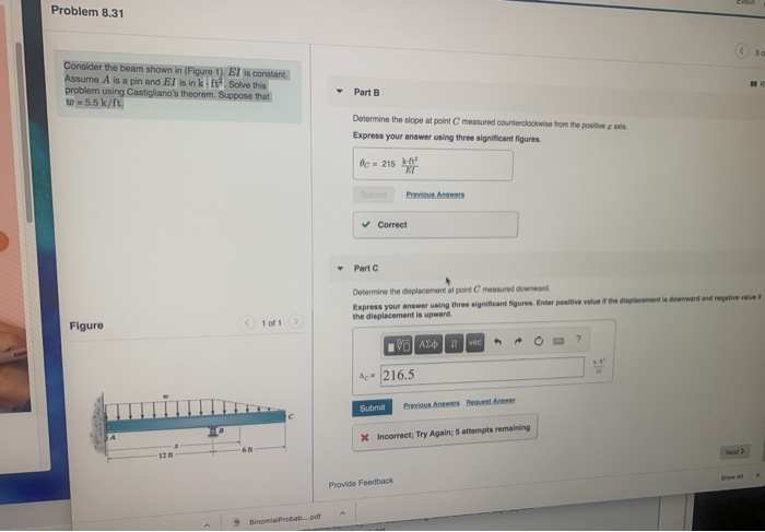 Solved Problem 8.31 Consider the beam shown in (Figure 1). | Chegg.com