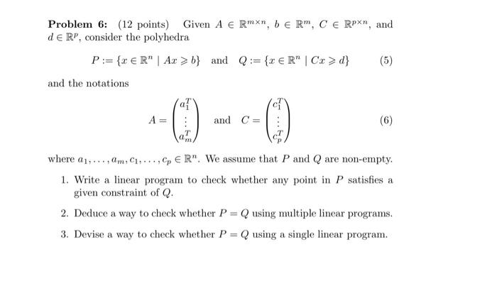 Solved Problem 6 12 Points Given A E Rmxn B Er Ce 1937