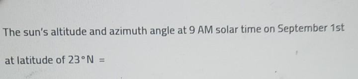 Solved The sun's altitude and azimuth angle at 9 AM solar | Chegg.com