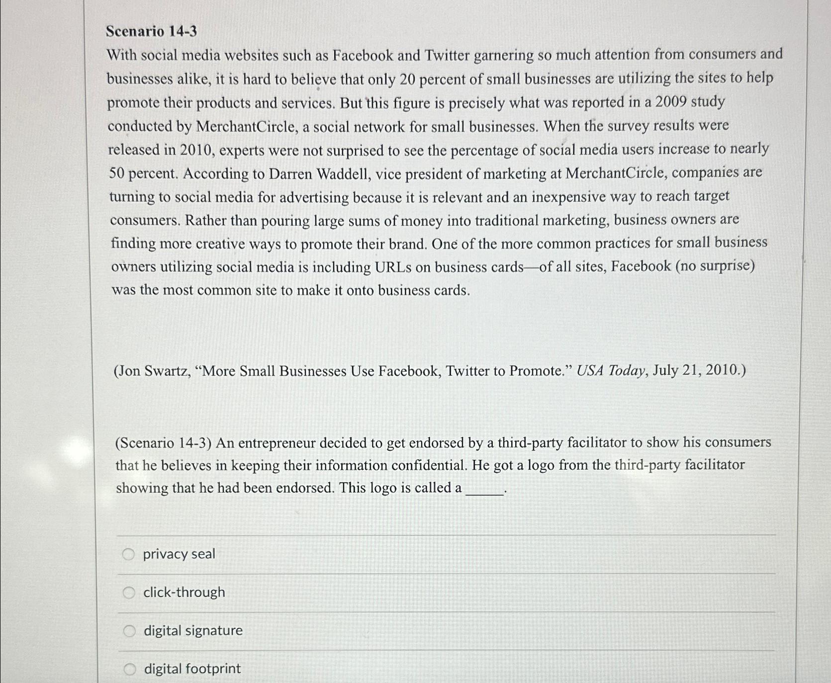 Solved Scenario 14-3With social media websites such as | Chegg.com