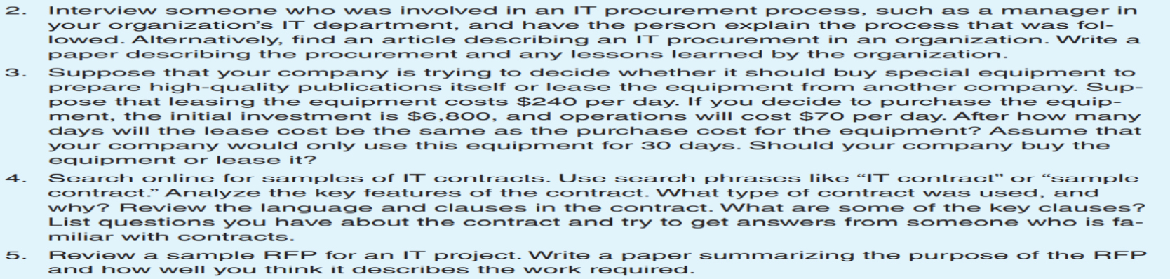 Solved Interview someone who was involved in an IT | Chegg.com