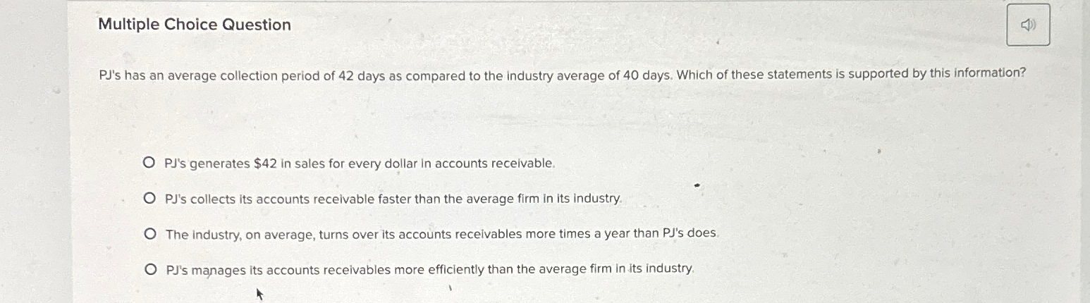 Solved Multiple Choice QuestionPJ's has an average | Chegg.com