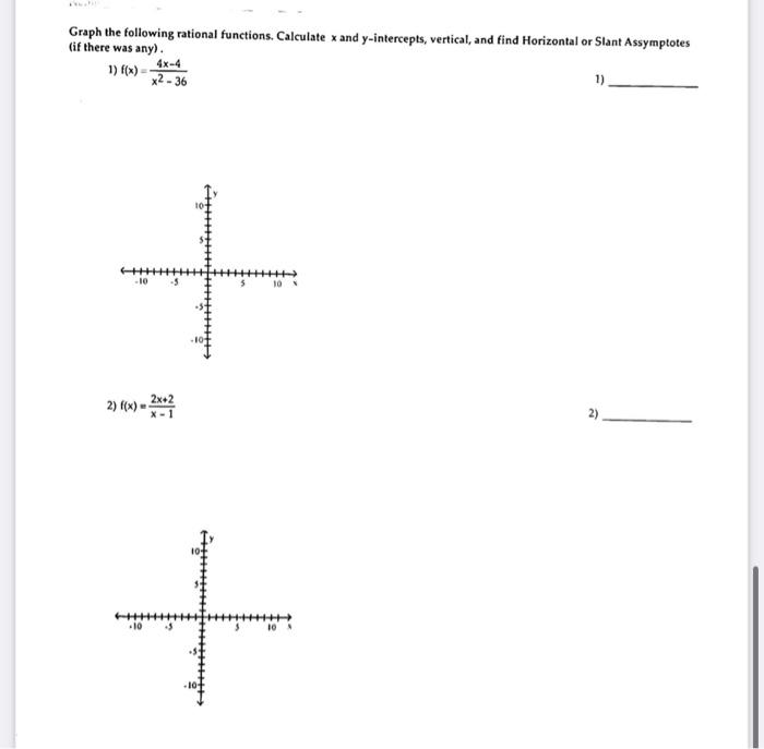Graph the following rational functions. Calculate x