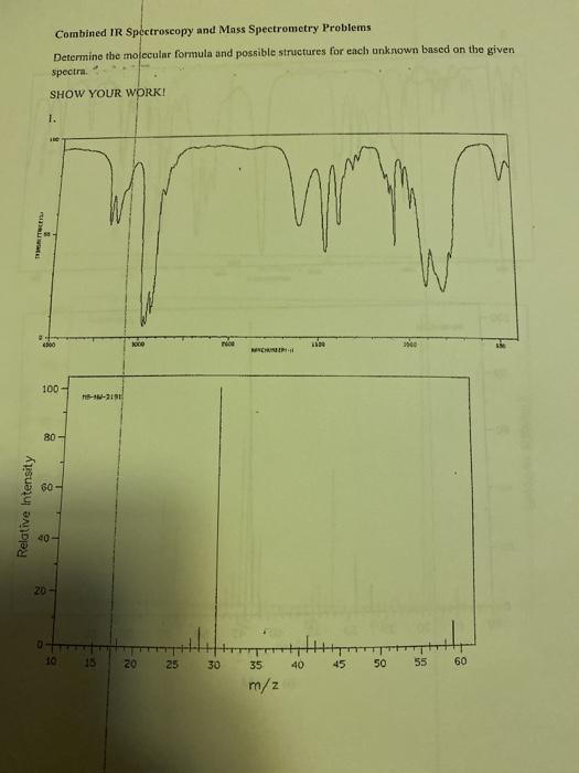 Solved Combined IR Spectroscopy and Mass Spectrometry