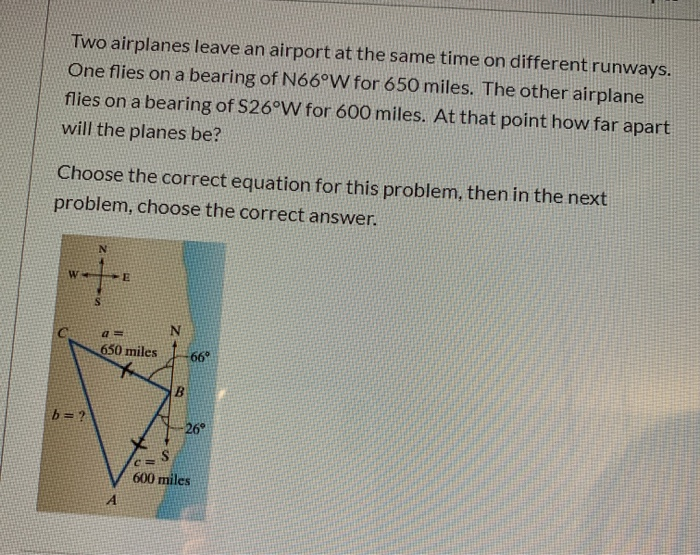 Solved Two Airplanes Leave An Airport At The Same Time On | Chegg.com