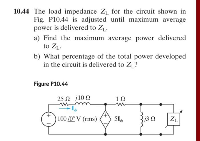 solved-0-44-the-load-impedance-zl-for-the-circuit-shown-in-chegg