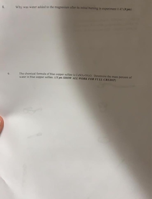 Solved You must show all your work in order to receive full | Chegg.com