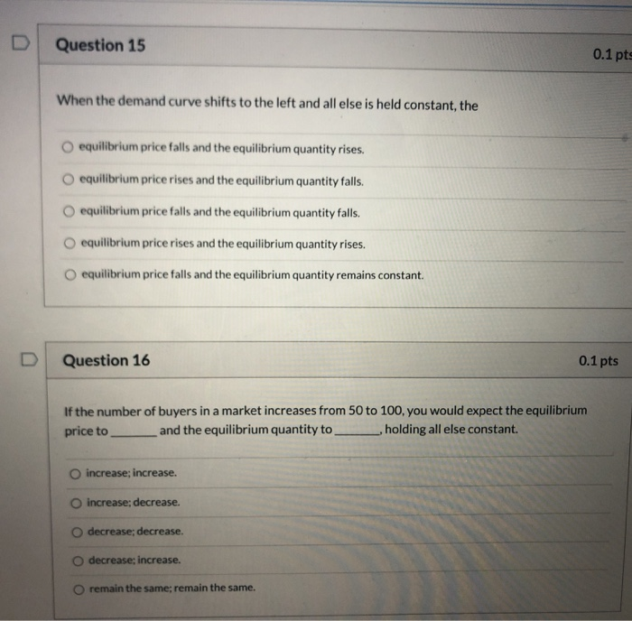 Solved Question 15 0.1 pts When the demand curve shifts to | Chegg.com