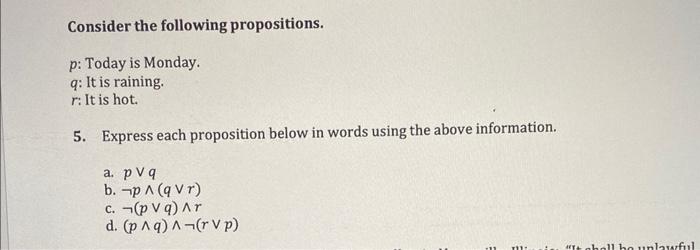 Solved Consider The Following Propositions. P : Today Is | Chegg.com