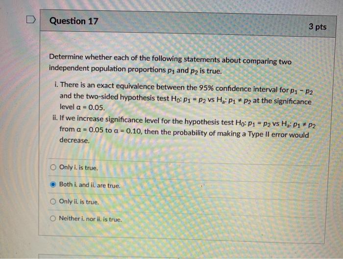 Solved Question 17 3 pts Determine whether each of the | Chegg.com