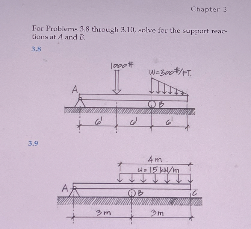 Solved Chapter 3For problem 3.9 ﻿solve for the support | Chegg.com
