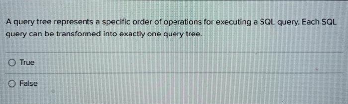 Solved A query tree represents a specific order of | Chegg.com