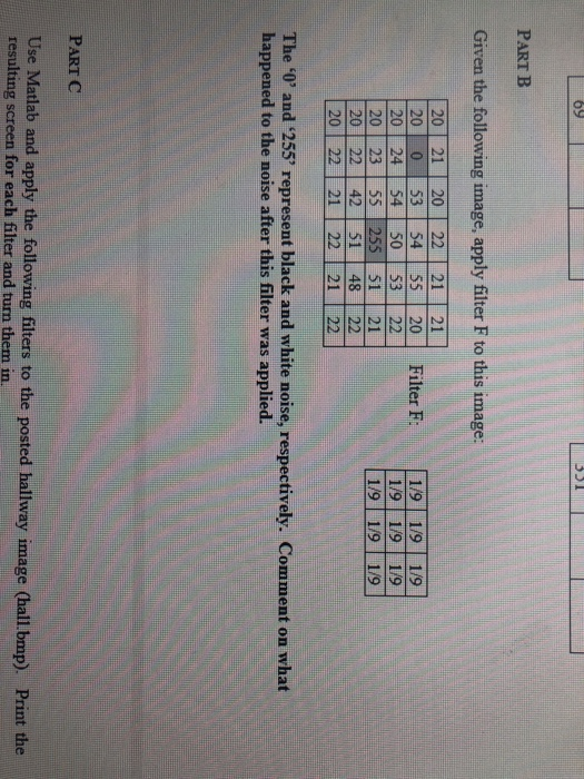PART B Given the following image, apply filter F to | Chegg.com