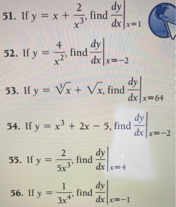 Solved Dy Find 51 If Y X Dxx 1 1 2 3 름 52 If Y Chegg Com