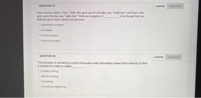 Solved 2 points Save Answer QUESTION 27 When asked to name a | Chegg.com