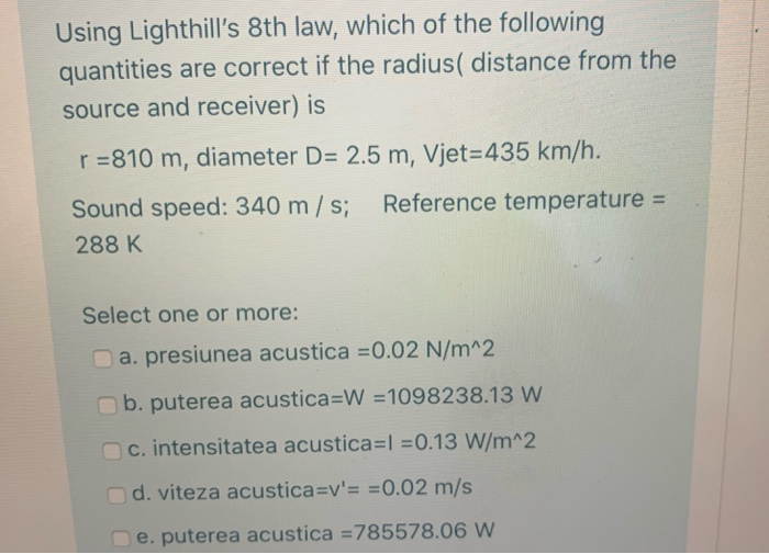 Using Lighthill's 8th law, which of the following | Chegg.com