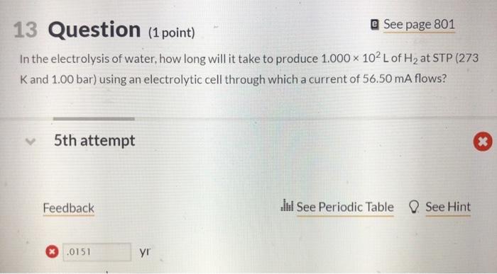 Solved 13 Question (1 point) @ See page 801 In the | Chegg.com