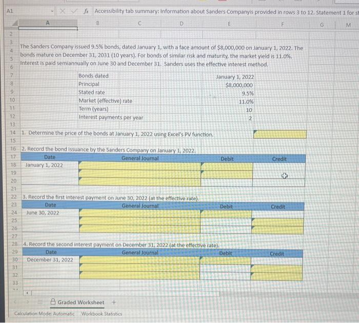 Solved The Sanders Company issued 9.5 bonds; dated January