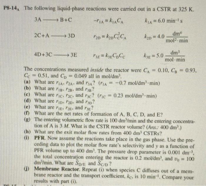 Solved P8-6b BA Consider The Following System Of Gas-phase | Chegg.com