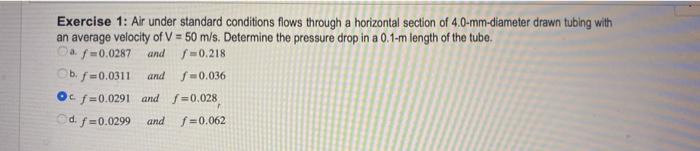 Exercise 1: Air under standard conditions flows | Chegg.com