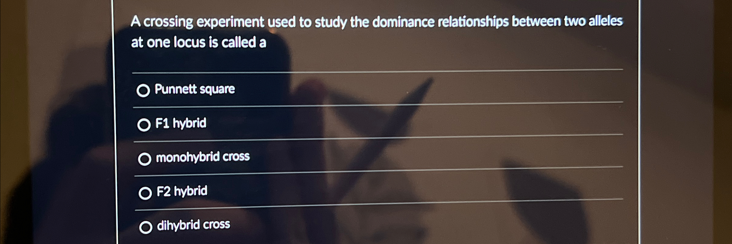 Solved A crossing experiment used to study the dominance | Chegg.com