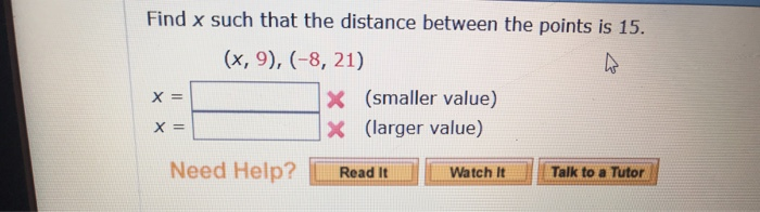 Solved Find x such that the distance between the points is | Chegg.com
