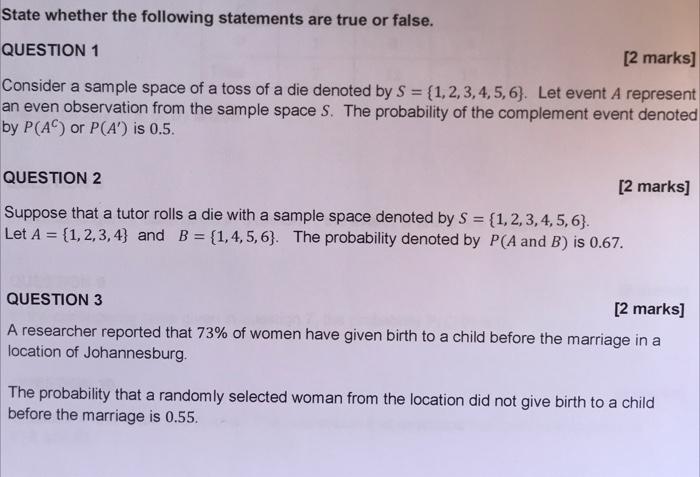 Solved State whether the following statements are true or | Chegg.com