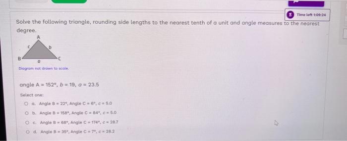 Solved Solve the following triangle, rounding side lengths | Chegg.com