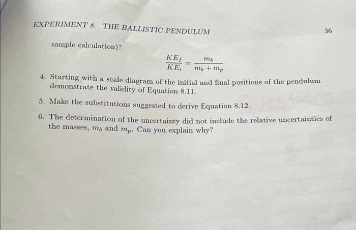 Solved Experiment 8 The Ballistic Pendulum 8.1 Introduction | Chegg.com