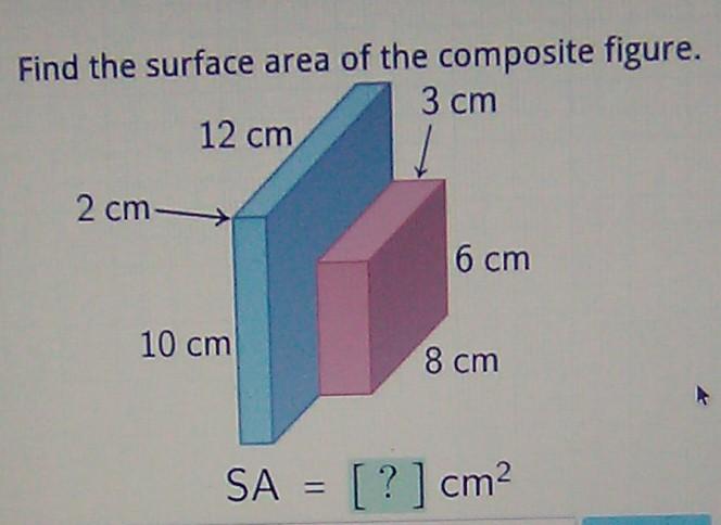 Solved Find the surface area of the composite figure. 3 cm | Chegg.com