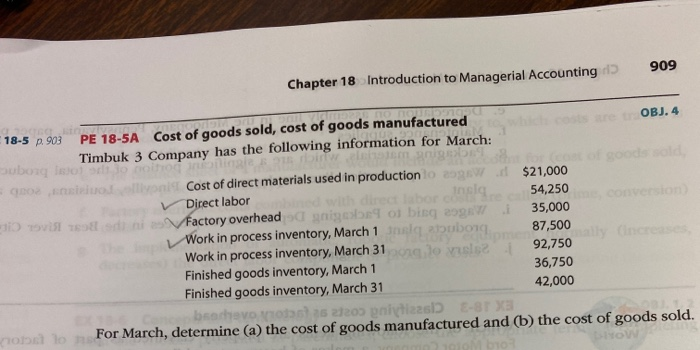 Solved 909 Chapter 18 Introduction to Managerial Accounting | Chegg.com