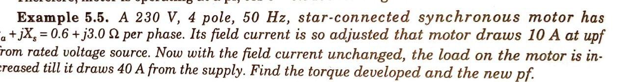 Solved Example 5.5. A 230 V, 4 pole, 50 Hz, star-connected | Chegg.com