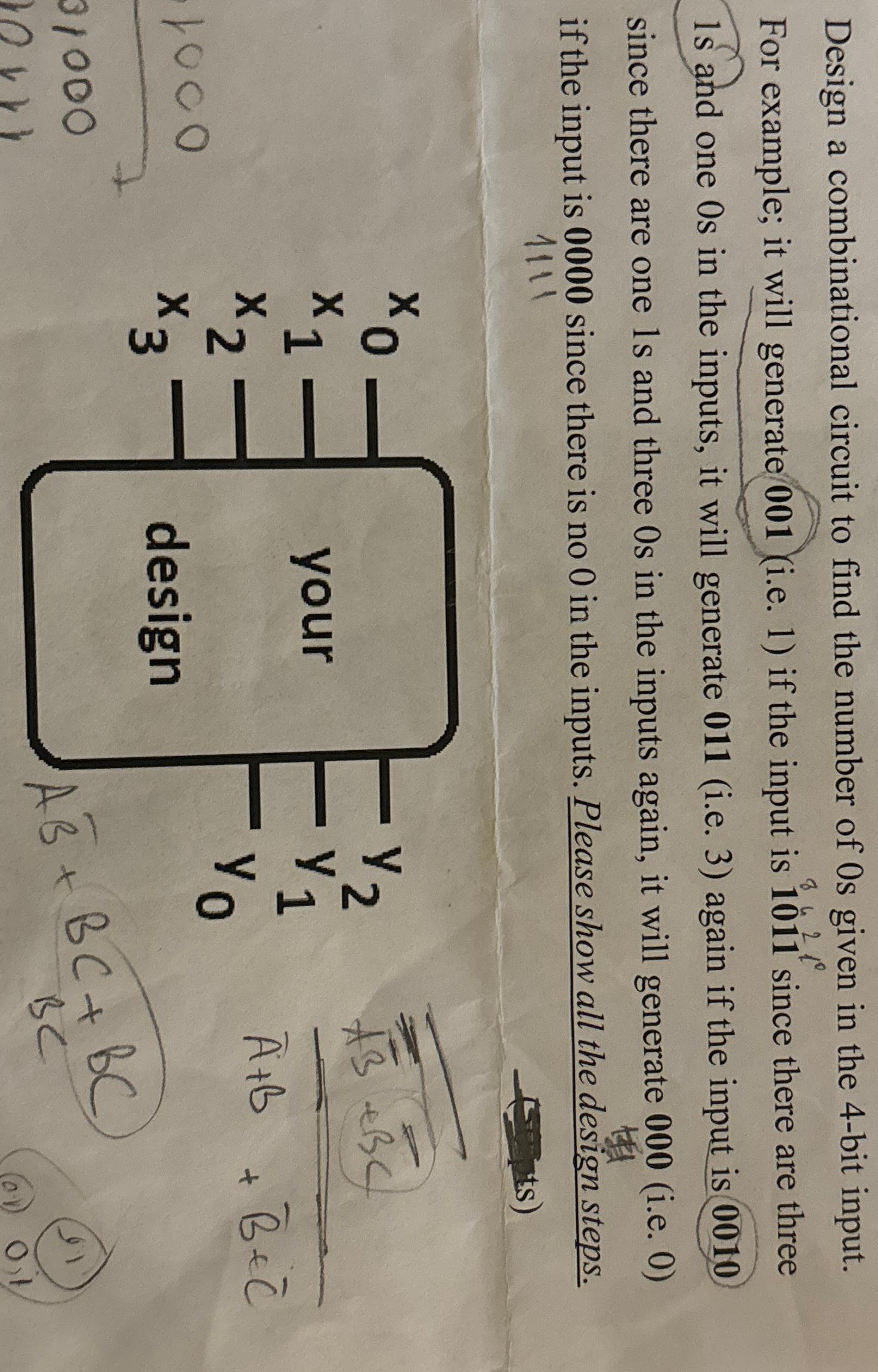 Solved Design A Combinational Circuit To Find The Number Of | Chegg.com